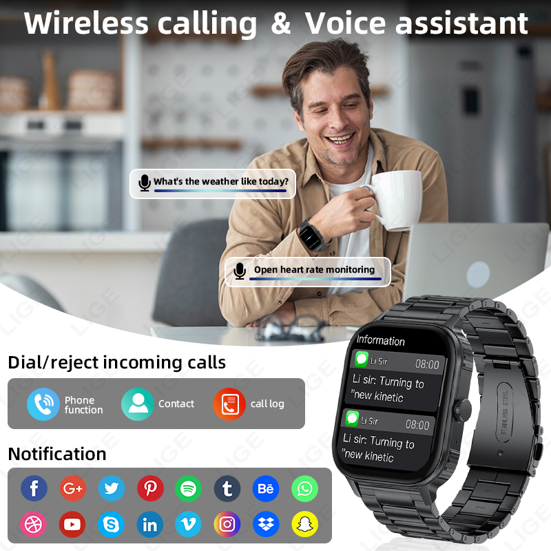 LIGE 1000mAh batería de gran c - Smartwatch Sports Watches For Women reseña y precio