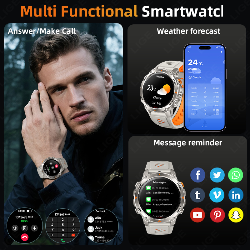 LIGE-reloj inteligente con seg - Watch Smartwatch reseña y precio